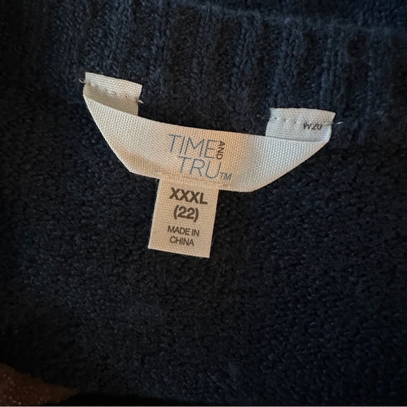 Time and Tru Color Block Crewneck Sweater Women’s Size XXXL Tan Blue Winter - Picture 16 of 16